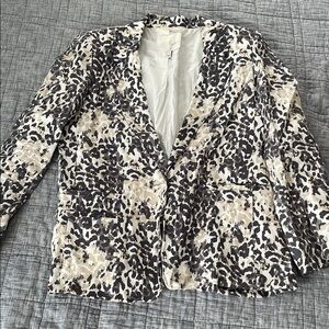 Joie Black and Cream Floral Blazer